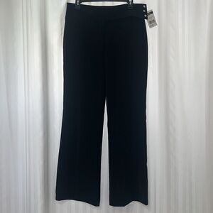 NWT A.BYER, Black Wide Leg Dress Pants, with 3 Rhinestone Button Detail on side